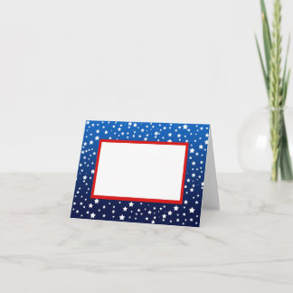 Stars on Blue Gradient & Red Border Note Card