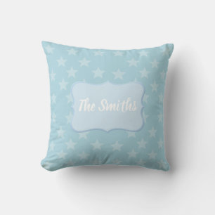 Stars on Blue Monogram or Name Custom Cushion