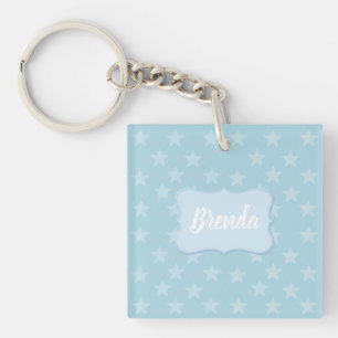 Stars on Blue Monogram or Name Custom Key Ring