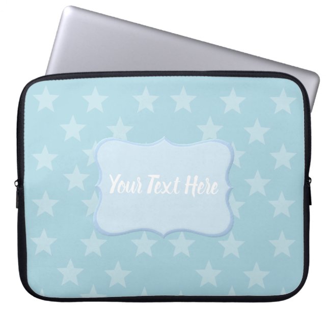 Stars on Blue Monogram or Name Custom Laptop Sleeve (Front)
