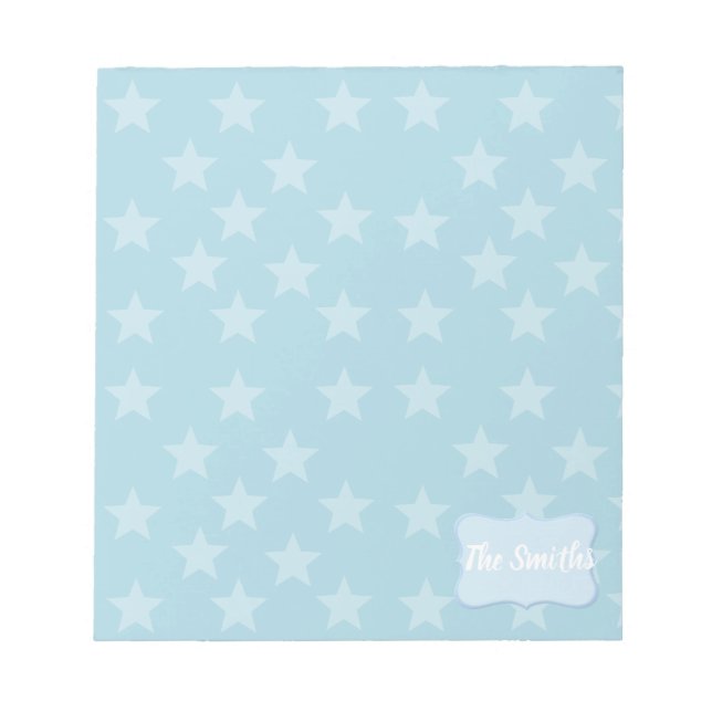 Stars on Blue Monogram or Name Custom Notepad (Front)