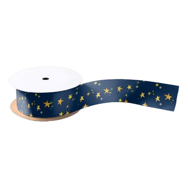 Stars on Blue Ribbon Satin Ribbon (Spool)