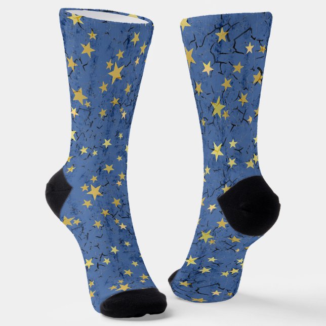 Stars on Blue Socks (Angled)