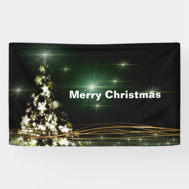Stars on Christmas Tree Night Sky 3' x 5' Banner (Horizontal)