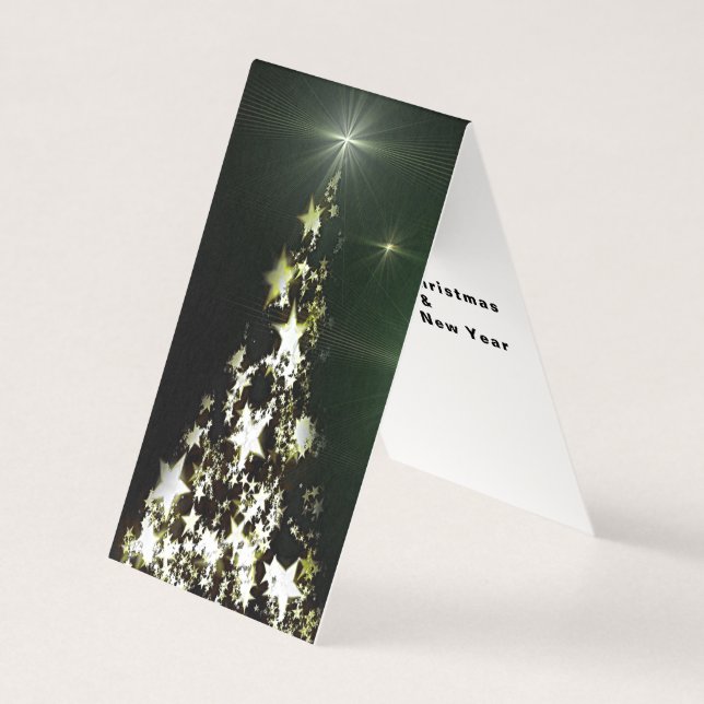 Stars on Christmas Tree Night Sky Folded Tent Card (Front)