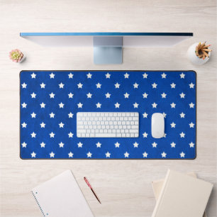 Stars On Digital Fabric Texture by Shirley Taylor Desk Mat