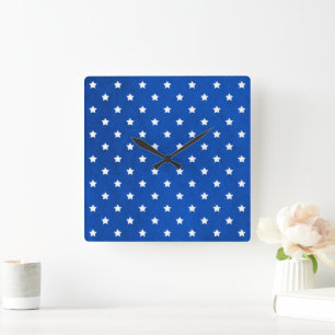 Stars on Digital Fabric Texture by Shirley Taylor Square Wall Clock
