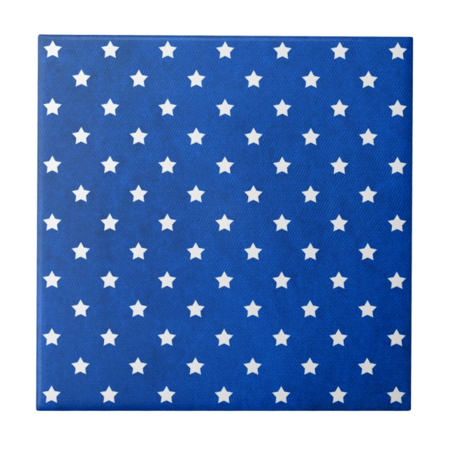 Stars on Digital Fabric Texture by Shirley Taylor Tile (Front)