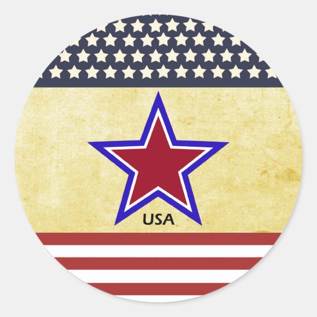 Stars on flag classic round sticker (Front)