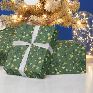 Stars on Green Wrapping Paper
