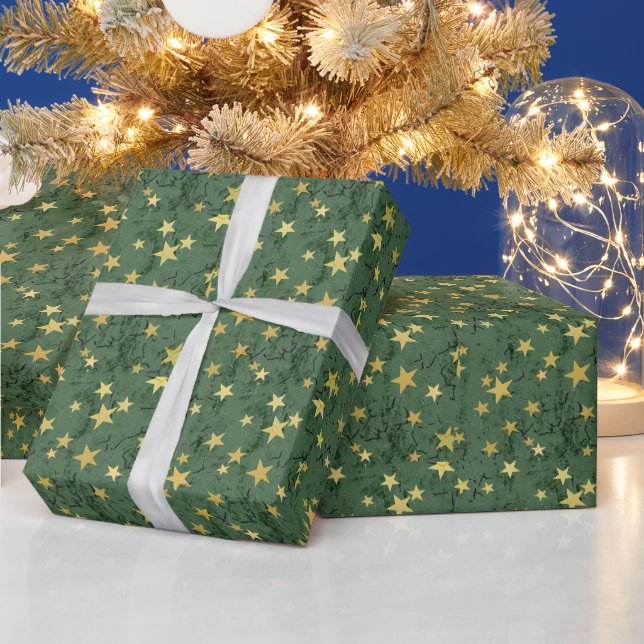 Stars on Green Wrapping Paper (Holidays)