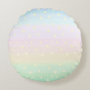 Stars on Pastel Colour Gradient Round Cushion