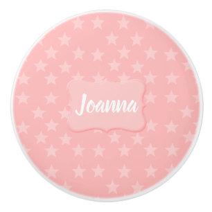 Stars on Pink Monogram or Name Custom Ceramic Knob