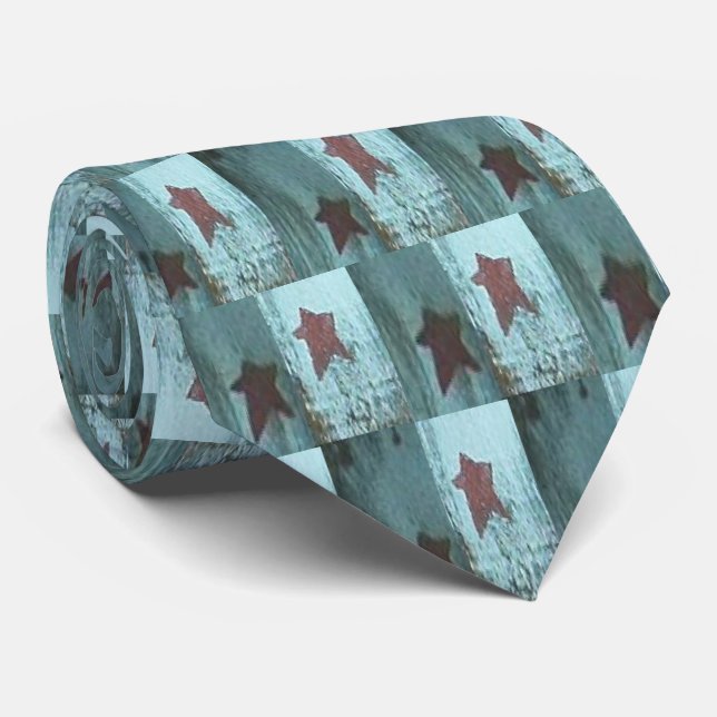 Stars On White And Grey White Wash Board Necktie (Rolled)