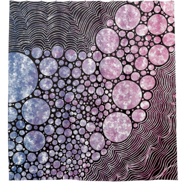 Stars orbs and circles abstract design canvas prin shower curtain (Front)