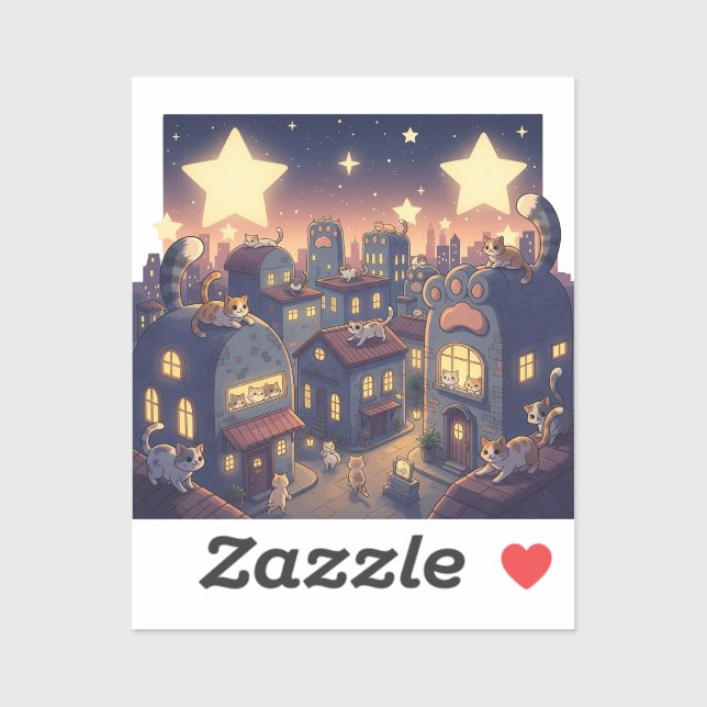 Stars Over Cat City – Whimsical (Sheet)