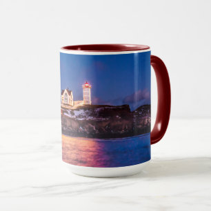 Stars over Nubble Lighthouse in Maine Mug