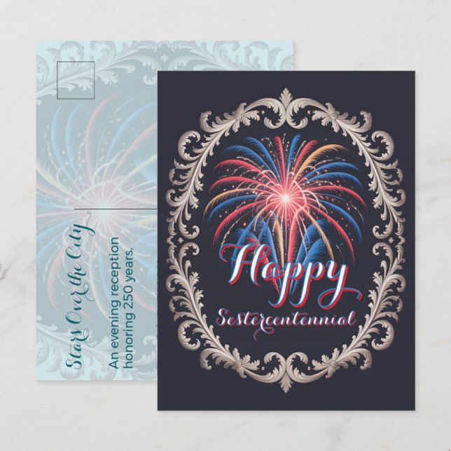 Stars Over the City • 1776–2026 Reception Invite Postcard (Front/Back)