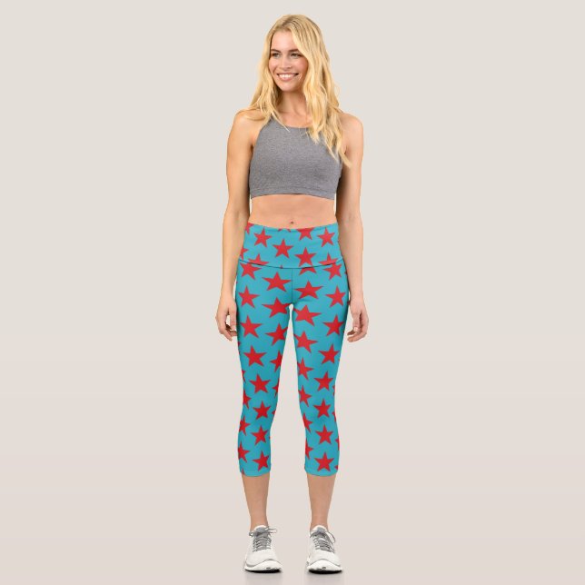 Stars Pattern 13 Capri Leggings (Front)