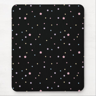 Stars Pattern Black and Pastel Colours  Mouse Mat
