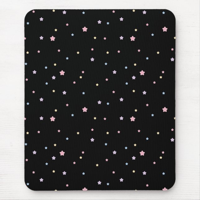 Stars Pattern Black and Pastel Colours  Mouse Mat (Front)