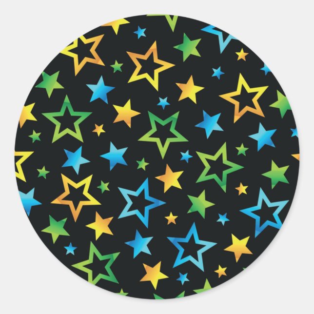 Stars pattern classic round sticker (Front)