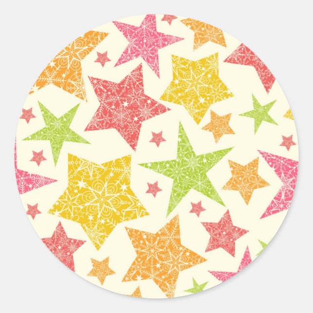 Stars pattern classic round sticker (Front)