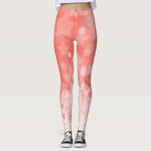 Stars pattern in coral colour of the year 2019 leggings