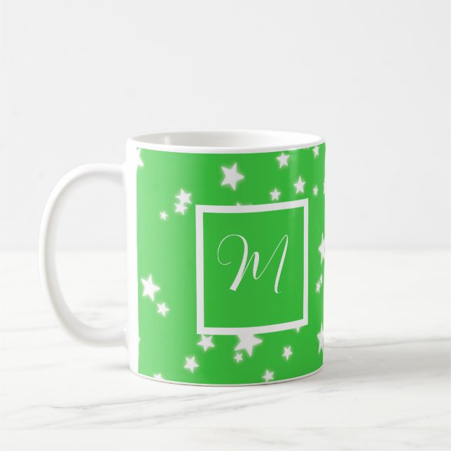 Stars Pattern Monogram Coffee Mug (Left)