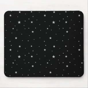 Stars Pattern On Black Mouse Mat