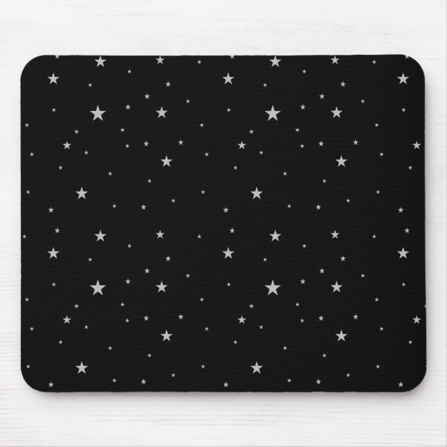 Stars Pattern On Black Mouse Mat (Front)