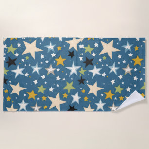 Stars pattern on blue background. beach towel