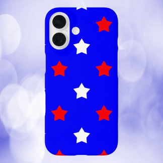 Stars Pattern Red White Blue Background iPhone 16 Case