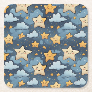 Stars pattern square paper coaster
