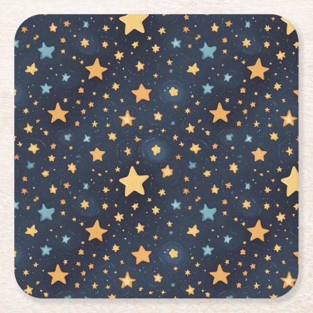 Stars pattern square paper coaster (Front)