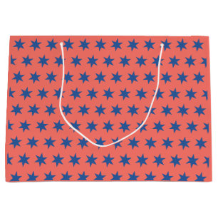 Stars Pattern Trending Colours Coral Blue Large Gift Bag