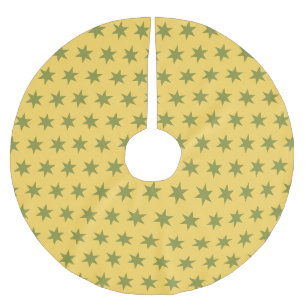 Stars Pattern Trending Colours Gold Green Yellow Brushed Polyester Tree Skirt