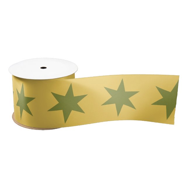 Stars Pattern Trending Colours Gold Green Yellow Satin Ribbon (Spool)