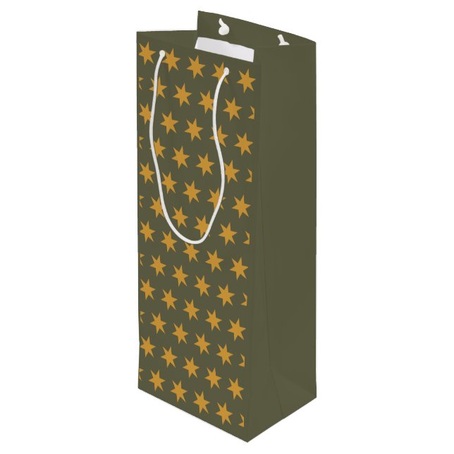 Stars Pattern Trending Colours Green Mango Wine Gift Bag (Back Angled)