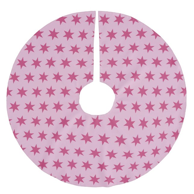 Stars Pattern Trending Colours Lilac Pink Maroon Brushed Polyester Tree Skirt (Front)