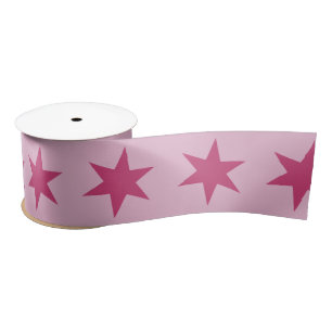 Stars Pattern Trending Colours Lilac Pink Maroon Satin Ribbon