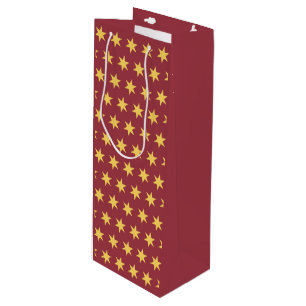Stars Pattern Trending Colours Maroon Gold Wine Gift Bag