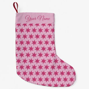 Stars Pattern Trendy Colors Lilac Pink Maroon Name Small Christmas Stocking