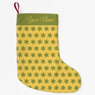 Stars Pattern Trendy Colours Gold Green Yellow Nam Small Christmas Stocking