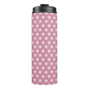 Stars pattern white transparent + your background thermal tumbler