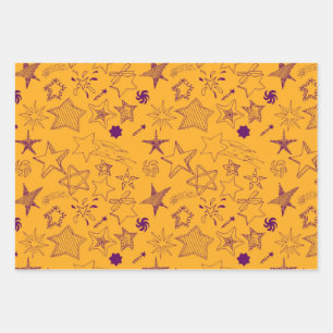 Stars pattern wrapping paper sheet