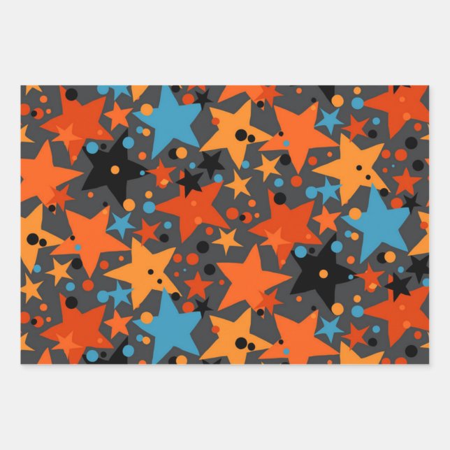 Stars pattern wrapping paper sheet (Front)
