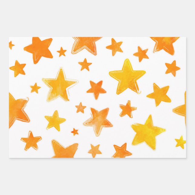 Stars pattern wrapping paper sheet (Front)
