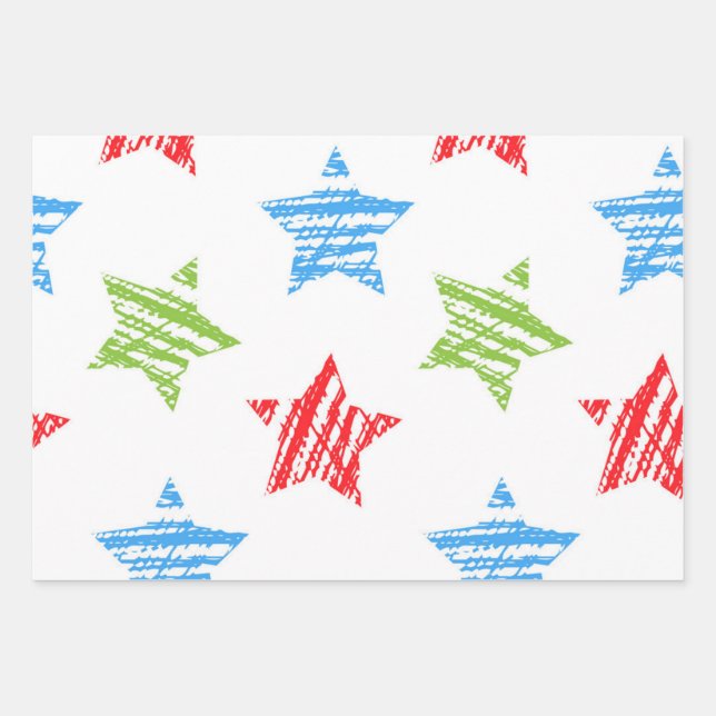 Stars pattern wrapping paper sheet (Front)