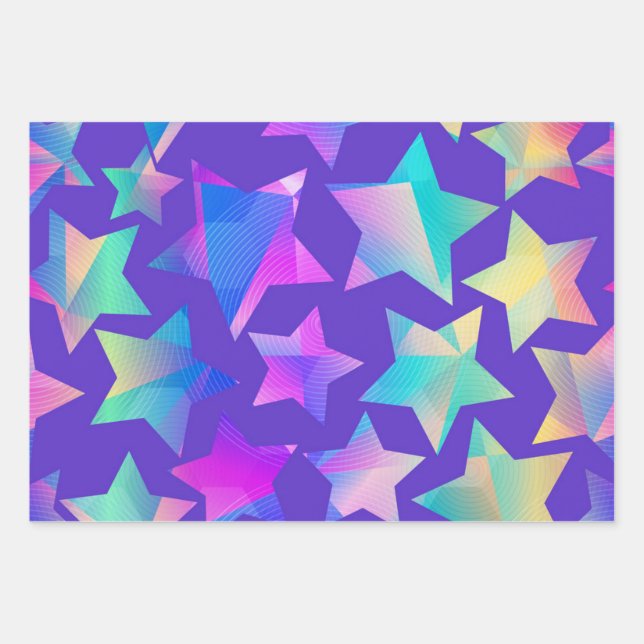 Stars pattern wrapping paper sheet (Front)